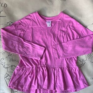 Hanna Andersson Pink Long Sleeve Peplum Shirt